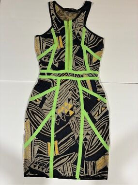 Cut25 by Yigal Azrouel Neon Geometric Bandage Bodycon Dress - Size XS